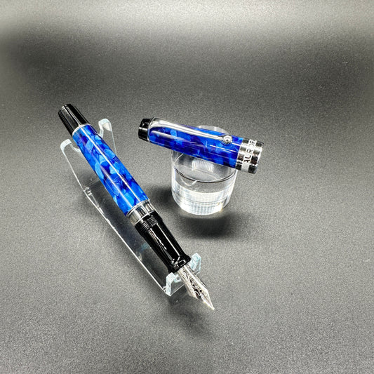 Aurora Optima Fountain Pen - Blue & Chrome